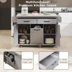 Carrito isla de cocina con gabinete para basura abatible