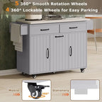 Carrito isla de cocina con gabinete para basura abatible