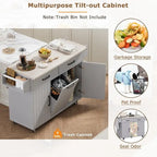 Carrito isla de cocina con gabinete para basura abatible