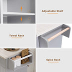 Carrito isla de cocina con gabinete para basura abatible