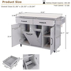 Carrito isla de cocina con gabinete para basura abatible