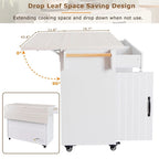 Carrito isla de cocina con gabinete para basura abatible