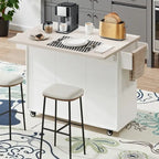 Carrito isla de cocina con gabinete para basura abatible
