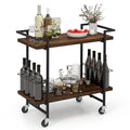 2-Tier Rolling Kitchen and Bar Cart with Lockable Wheels