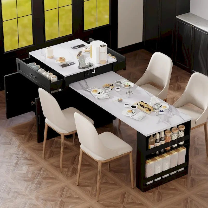 Kitchen Island with Extendable Dining Table and Storage