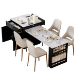 Isla de cocina con mesa de comedor extensible y espacio de almacenamiento