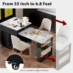 Isla de cocina con mesa de comedor extensible y espacio de almacenamiento