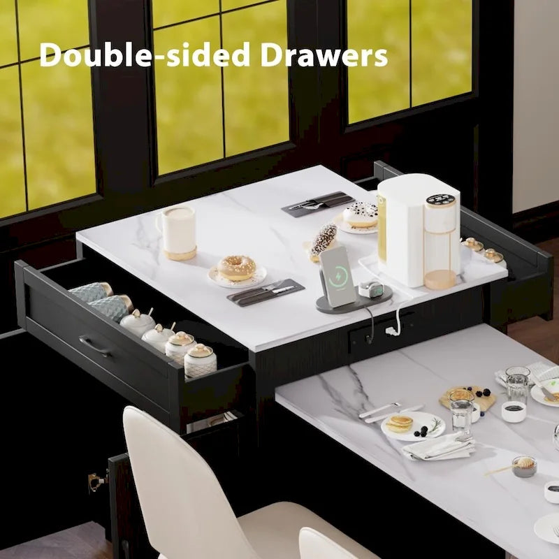 Kitchen Island with Extendable Dining Table and Storage