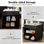 Isla de cocina con mesa de comedor extensible y espacio de almacenamiento