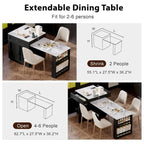 Isla de cocina con mesa de comedor extensible y espacio de almacenamiento