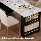 Isla de cocina con mesa de comedor extensible y espacio de almacenamiento