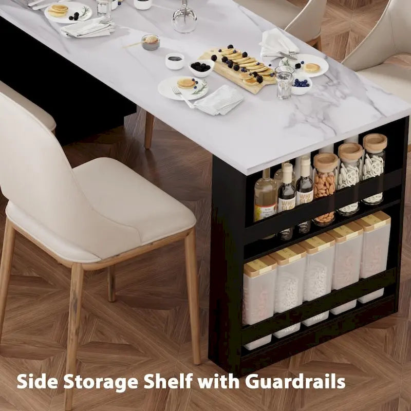 Kitchen Island with Extendable Dining Table and Storage