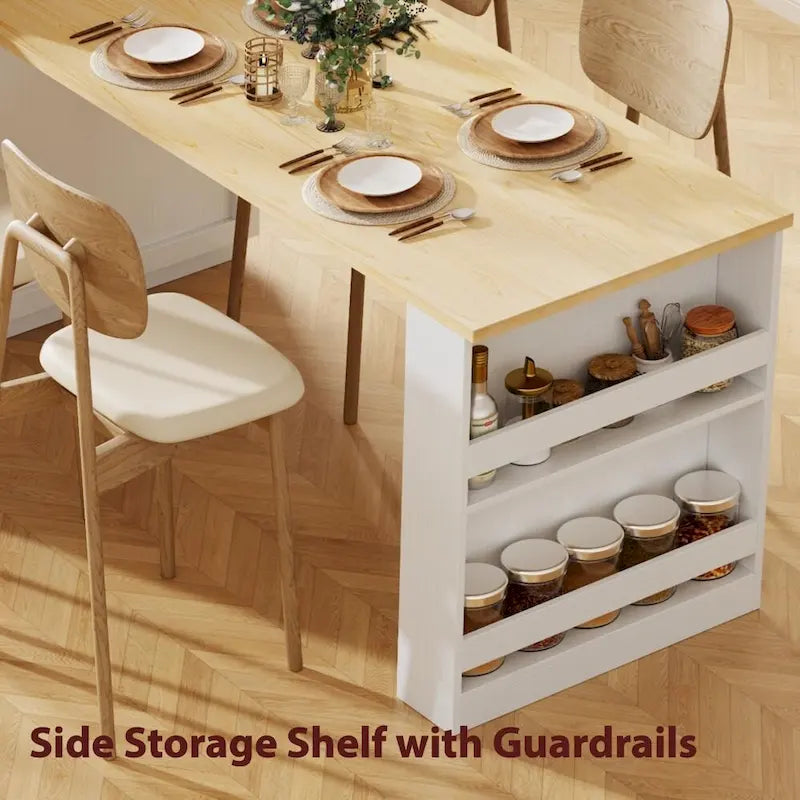 Kitchen Island with Extendable Dining Table and Storage