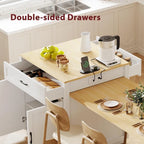Isla de cocina con mesa de comedor extensible y espacio de almacenamiento