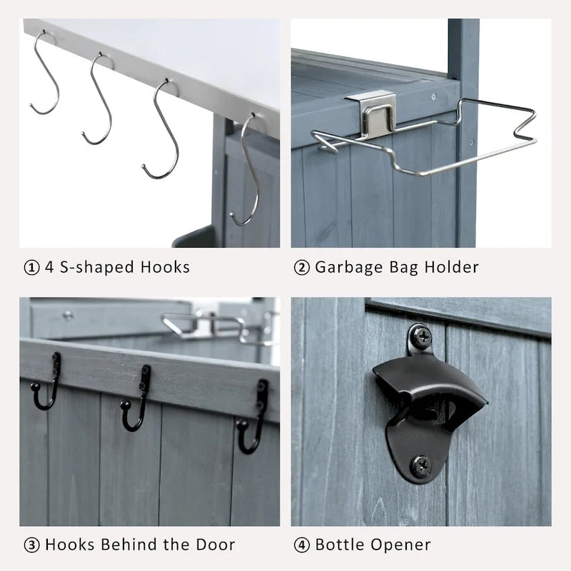 Outdoor Grill Cart with Stainless Steel Top and Drop Leaf