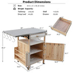 Carrito para parrilla de exterior con superficie de acero inoxidable y ala abatible