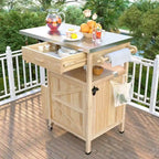 Carrito para parrilla de exterior con superficie de acero inoxidable y ala abatible