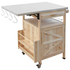 Carrito para parrilla de exterior con superficie de acero inoxidable y ala abatible