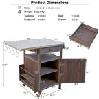 Carrito para parrilla de exterior con superficie de acero inoxidable y ala abatible