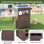 Carrito para parrilla de exterior con superficie de acero inoxidable y ala abatible