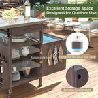 Carrito para parrilla de exterior con superficie de acero inoxidable y ala abatible