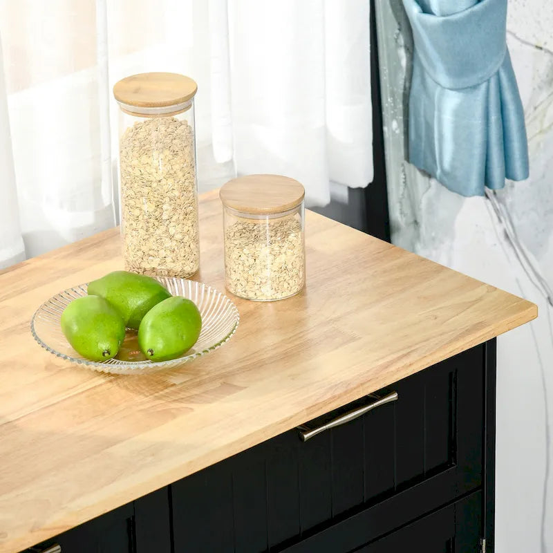 Modern Rolling Kitchen Island with Storage