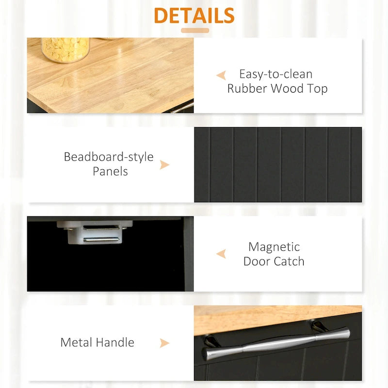 Modern Rolling Kitchen Island with Storage