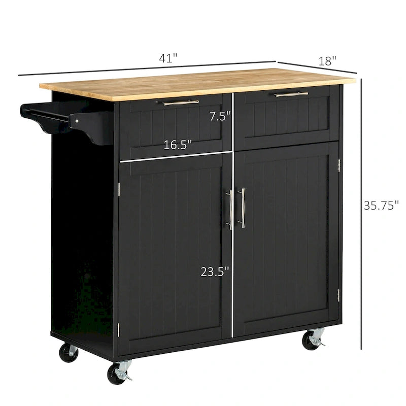 Modern Rolling Kitchen Island with Storage