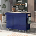 Isla de cocina con ruedas, superficie de caucho y 8 cajones