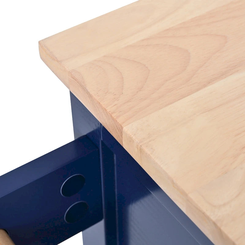 Rolling Kitchen Island with Rubberwood Top and 8 Drawers