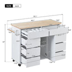 Isla de cocina con ruedas, superficie de caucho y 8 cajones