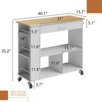 Isla de cocina con ruedas, amplia superficie de trabajo y almacenamiento
