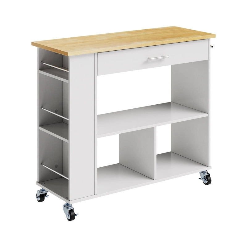 Rolling Kitchen Island with Large Worktop and Storage