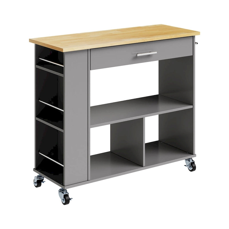 Rolling Kitchen Island with Large Worktop and Storage