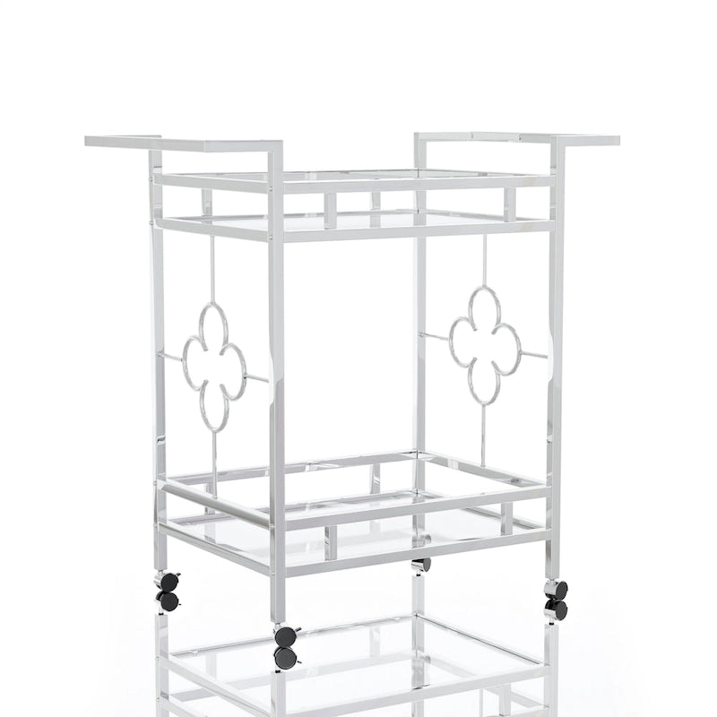 Contemporary Chrome 2-Shelf Serving Cart with Casters