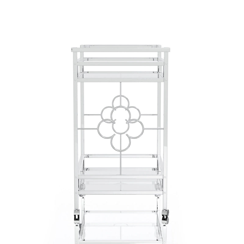 Contemporary Chrome 2-Shelf Serving Cart with Casters