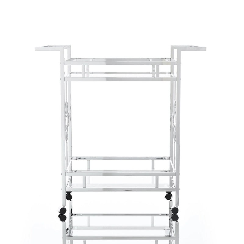 Contemporary Chrome 2-Shelf Serving Cart with Casters