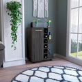 Wooden Bar Cart with Wine Rack and Storage Cabinet