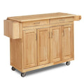 Brown Wood Kitchen Cart with Drawers and Cabinets