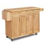 Carrito de cocina de madera marrón con cajones y gabinetes