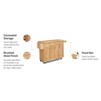 Carrito de cocina de madera marrón con cajones y gabinetes