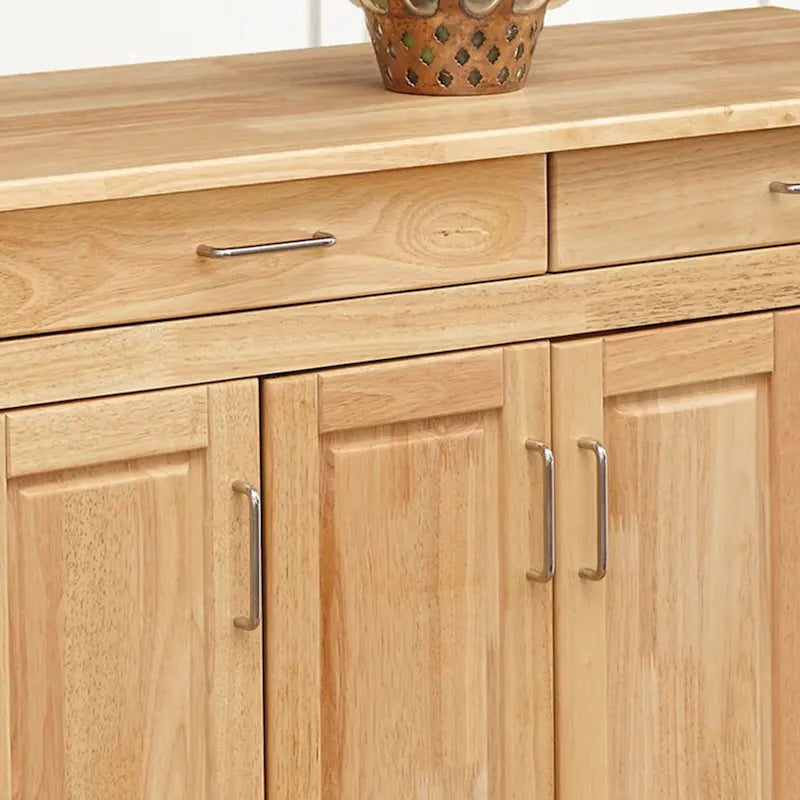 Brown Wood Kitchen Cart with Drawers and Cabinets