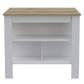 3-Shelf Kitchen Island with Pine Wood Top