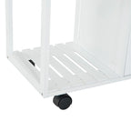 Carrito de cocina blanco con ruedas y superficie de bloque de carnicero de bambú