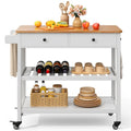 Rolling Kitchen Island Cart with 2 Drawers and Open Shelves