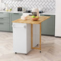 Rolling Kitchen Island with Folding Top and 3 Drawers