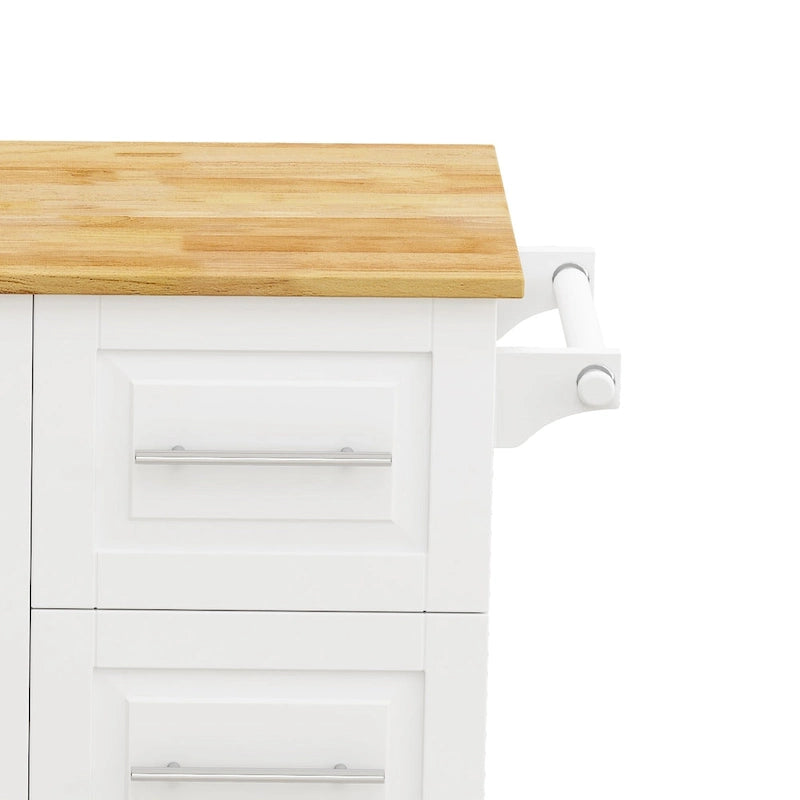 Rolling Kitchen Island with Folding Top and 3 Drawers