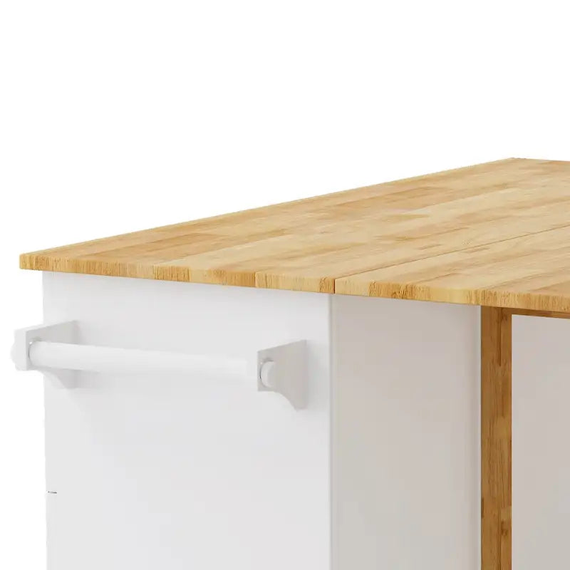 Rolling Kitchen Island with Folding Top and 3 Drawers