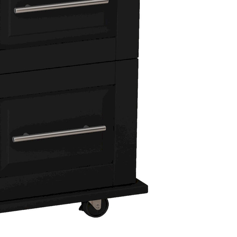 Rolling Kitchen Island with Folding Top and 3 Drawers