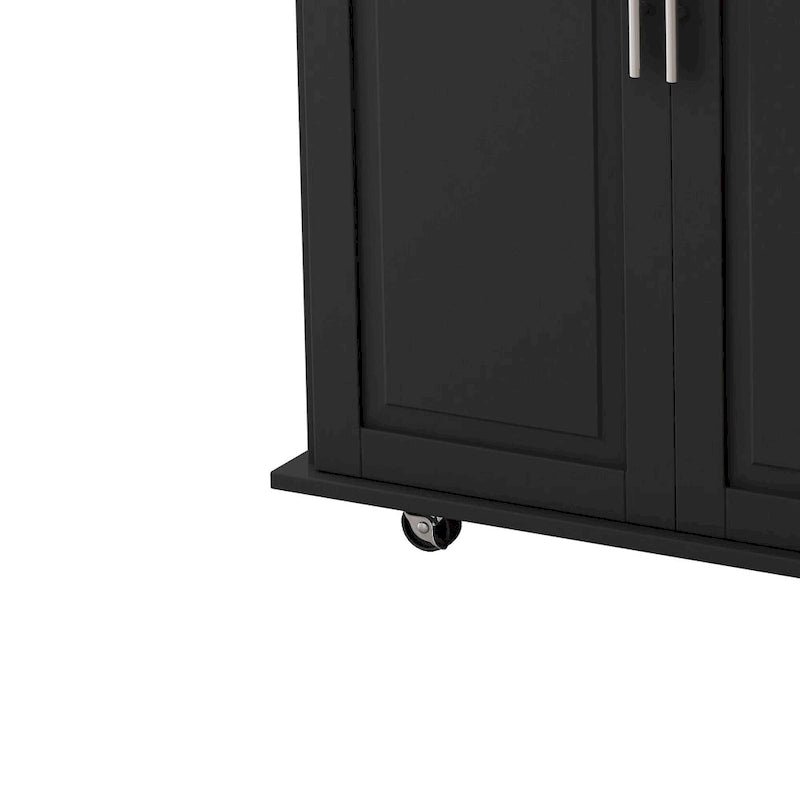 Rolling Kitchen Island with Folding Top and 3 Drawers